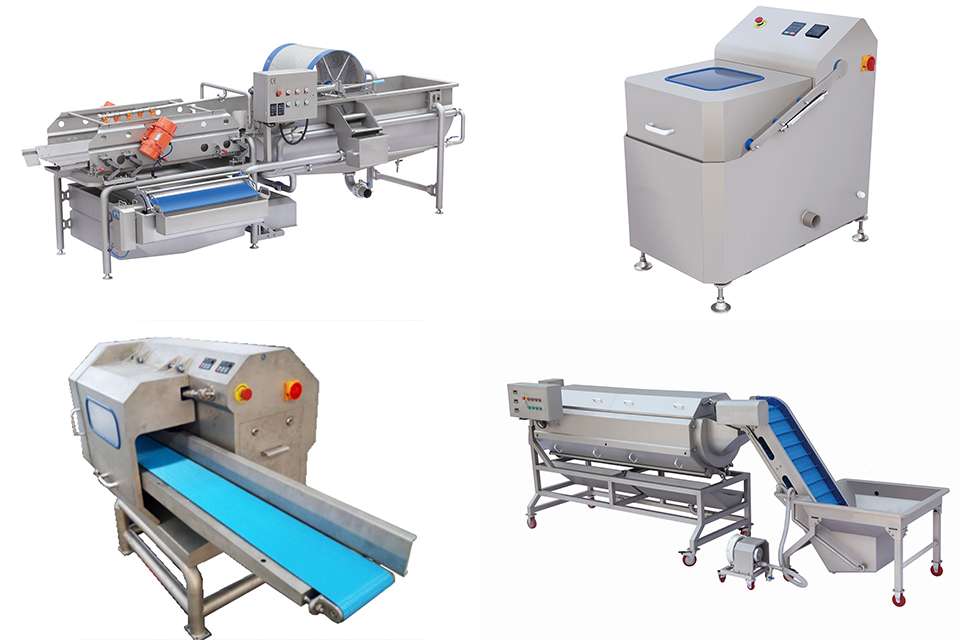 Machines for washing, drying and cutting vegetables